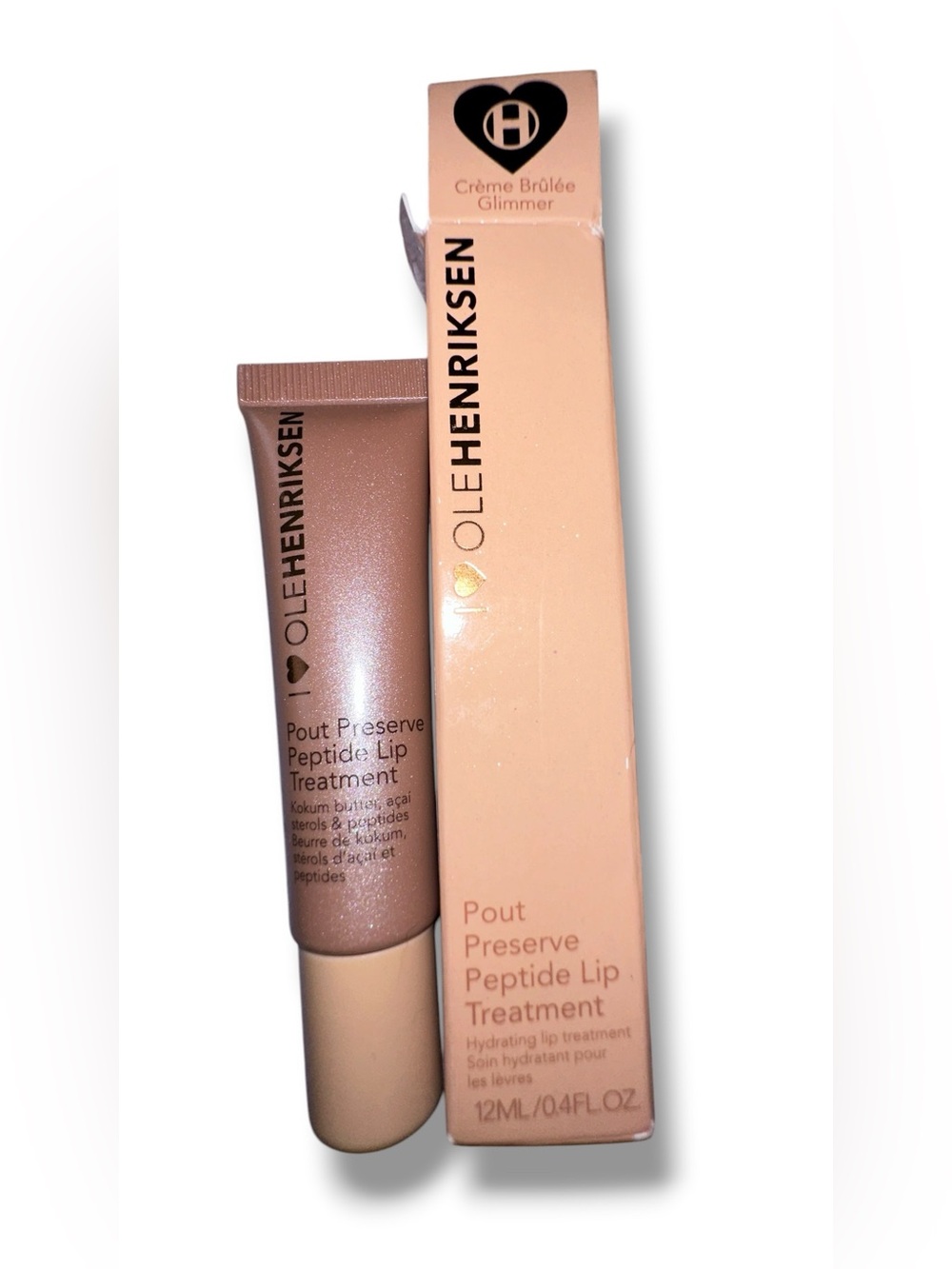 Ole Henriksen Creme Brรปlรฉe Glimmer Pout Preserve โ Pink Bronze NIB Peptides YUM